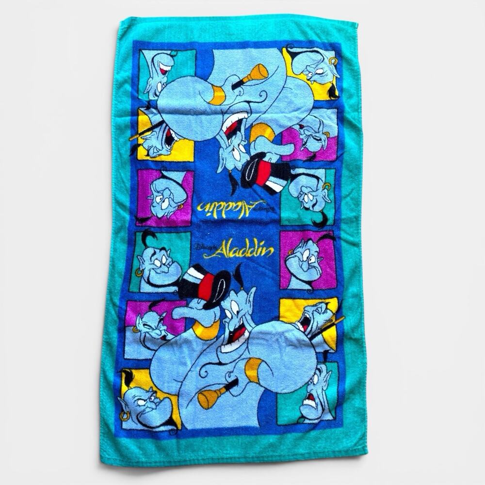 Vintage Disney Aladdin Genie Bath Beach Towel By Franco 100% Cotton